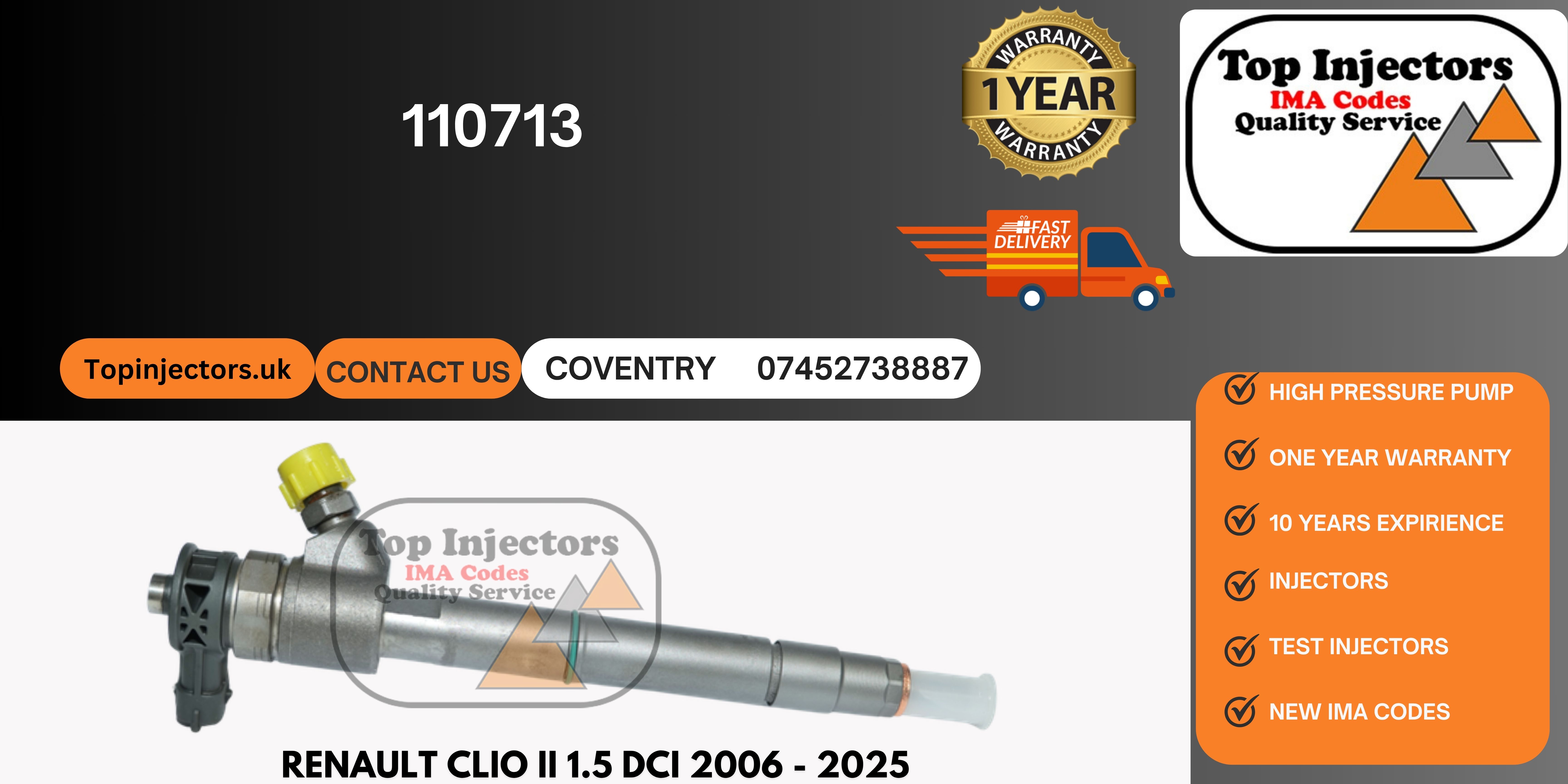 Bosch Injector 0445110713 Vauxhall Opel Insignia Zafira 2.0 CDTI Reconditioned