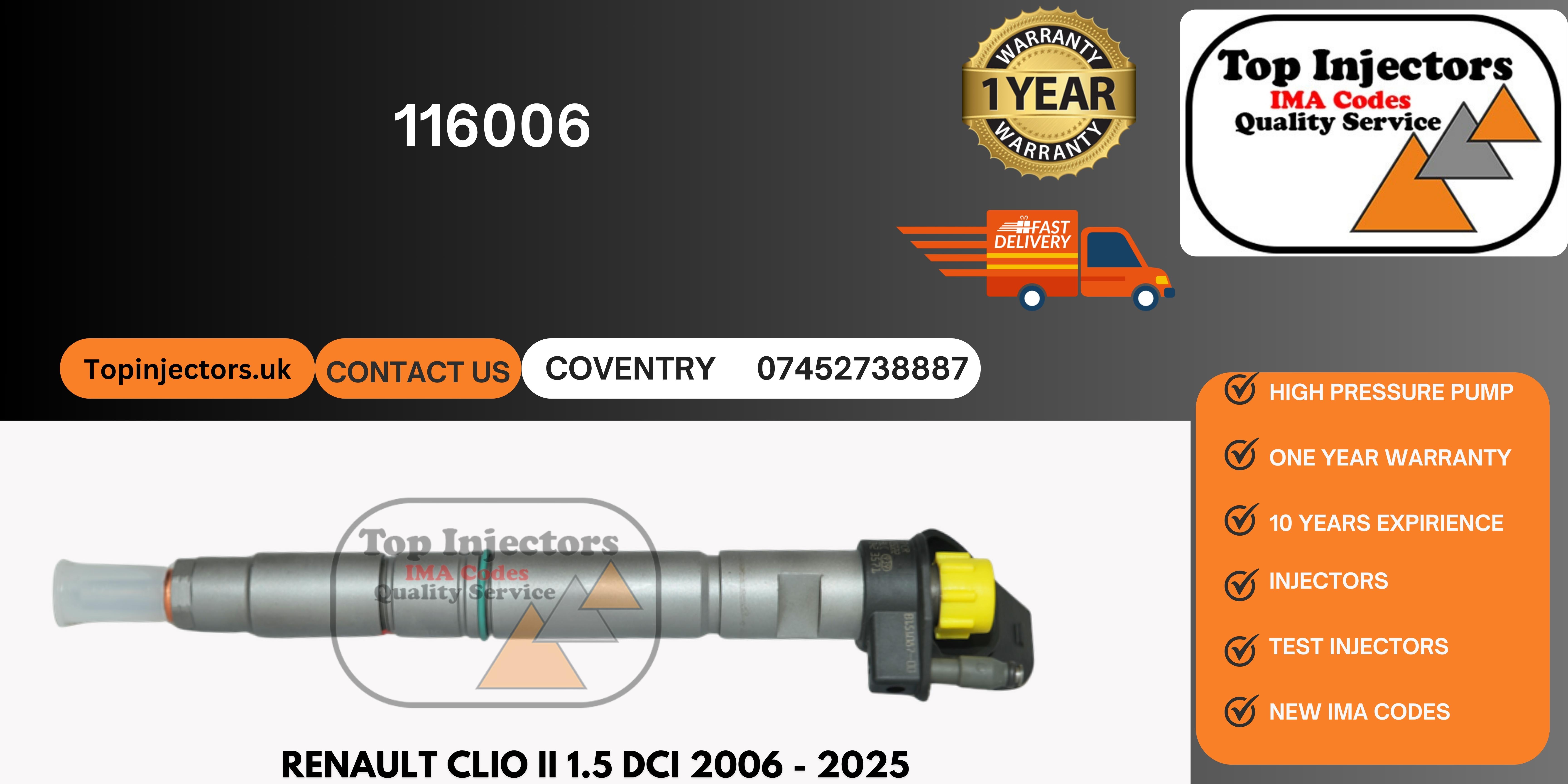 Injector 0445116006 (Honda crv 2.2)