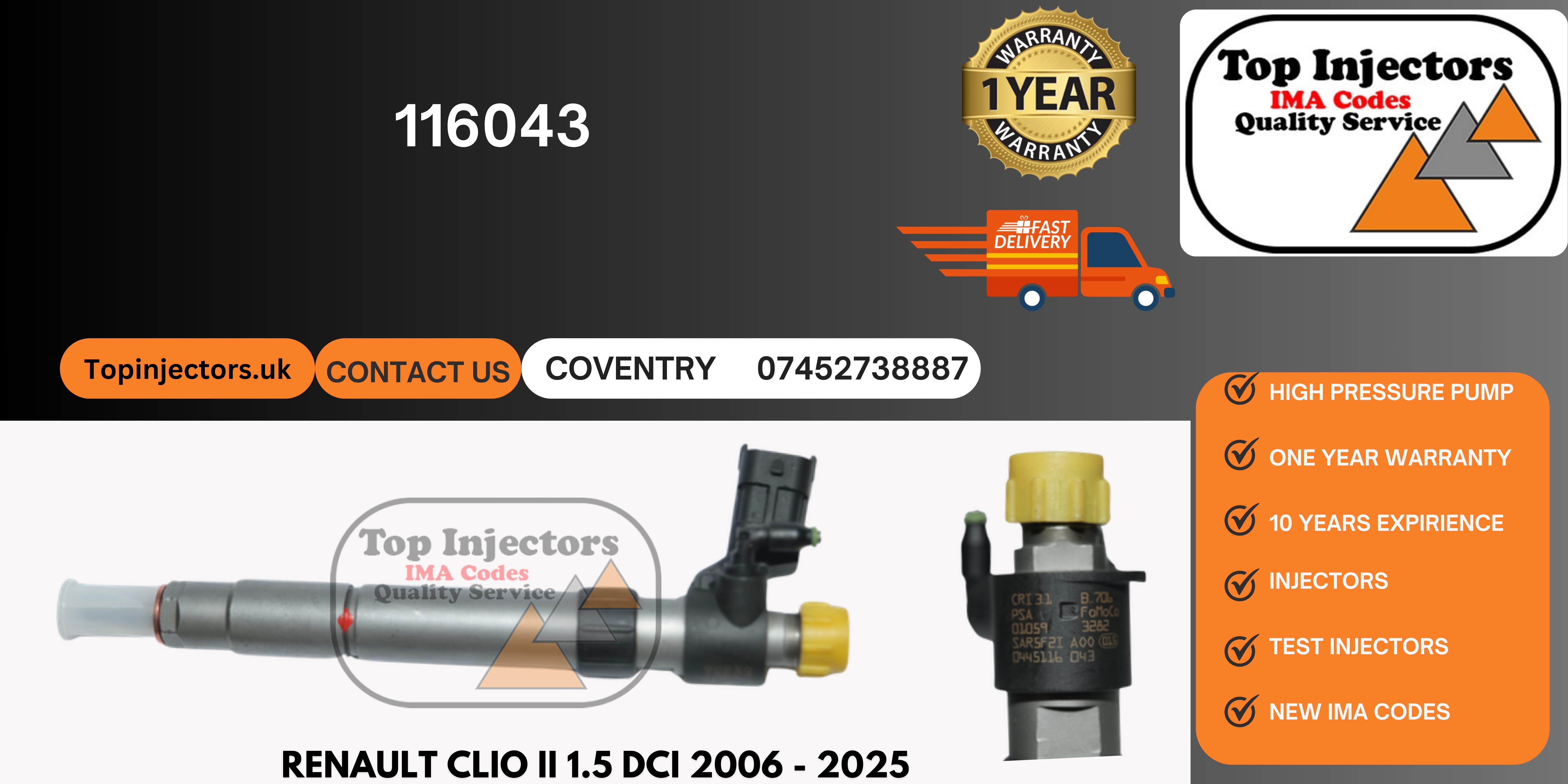 Injector 0445116043 (Land Rover Jaguar)