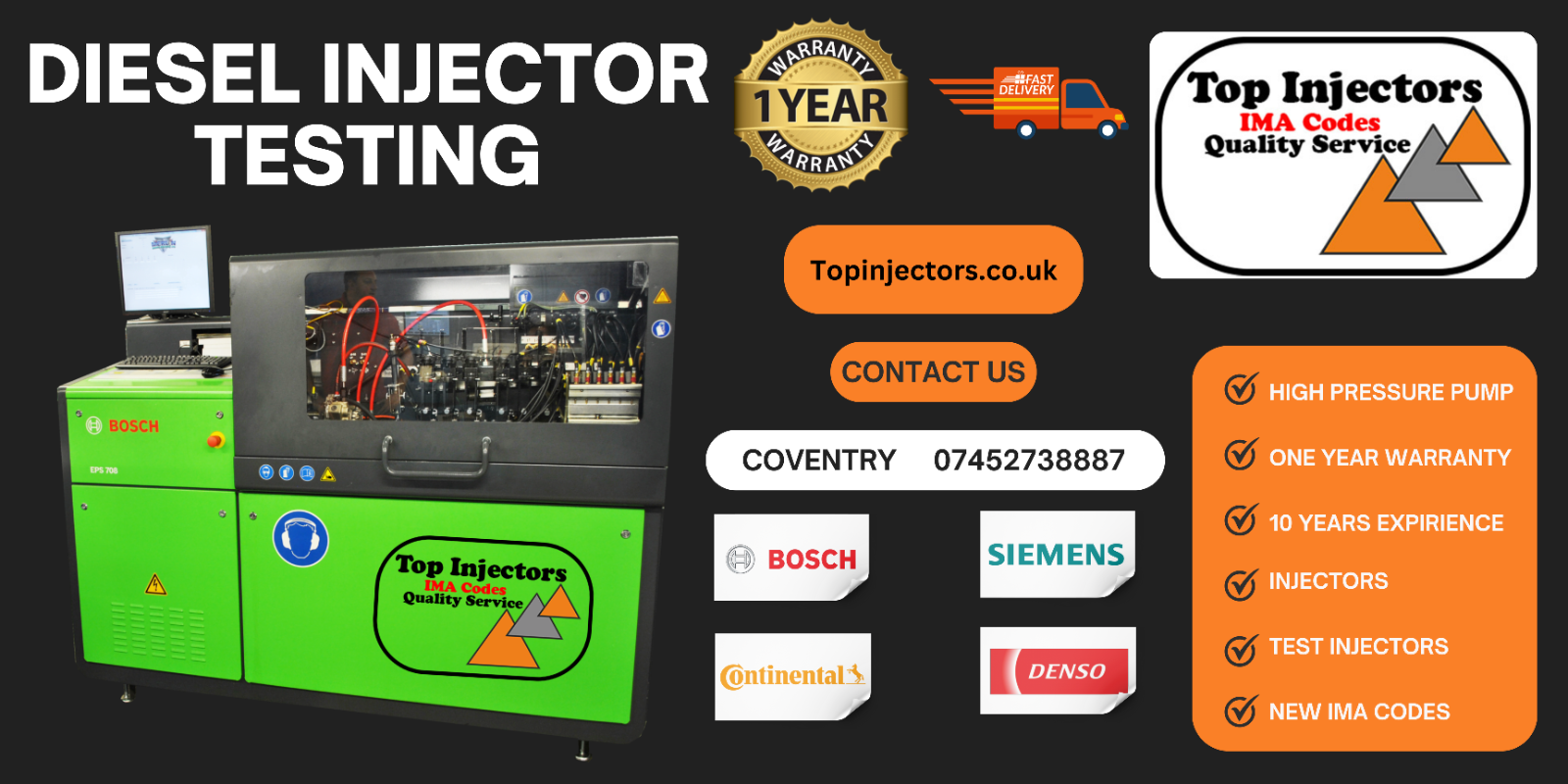 COMMON RAIL FUEL INJECTOR TESTING SERVICE FOR BOSCH DELPHI VDO ALL BRAND