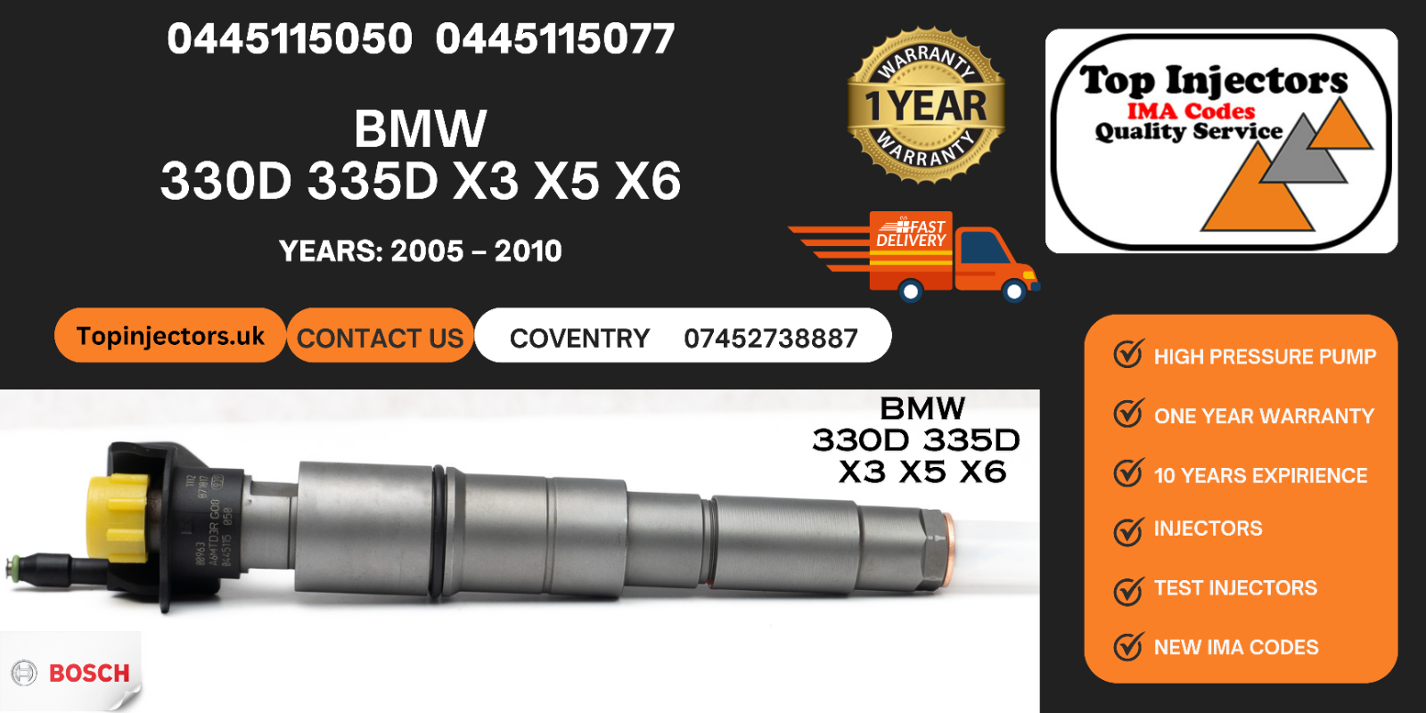 Injector 0445115050 0445115077 BMW 330d