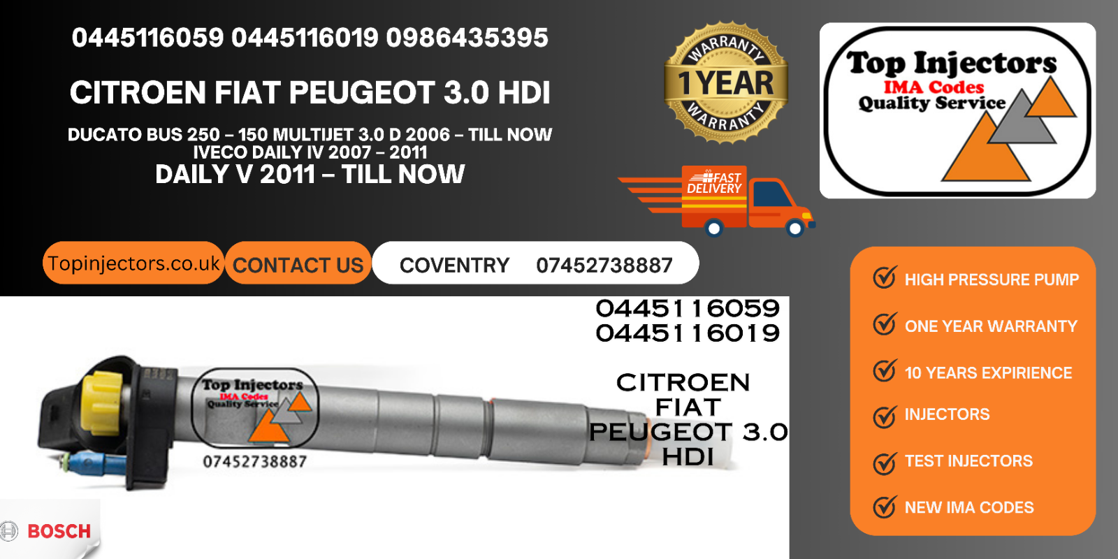 Mercedes Injector | A-Class, C-Class, E-Class, Sprinter | Bosch 0445117035