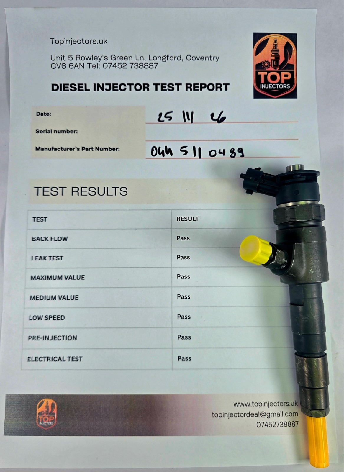 Bosch 0445110488 Diesel Injector Ford EcoSport 1.5 TDCi USED TESTED