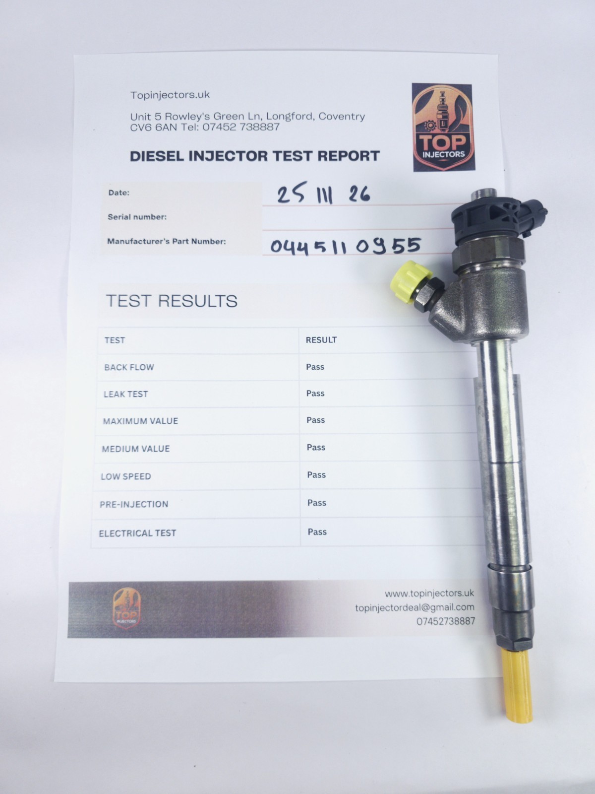 Bosch 0445110955 1.5 BlueHDi Injector Peugeot Citroen Opel DS USED TESTED