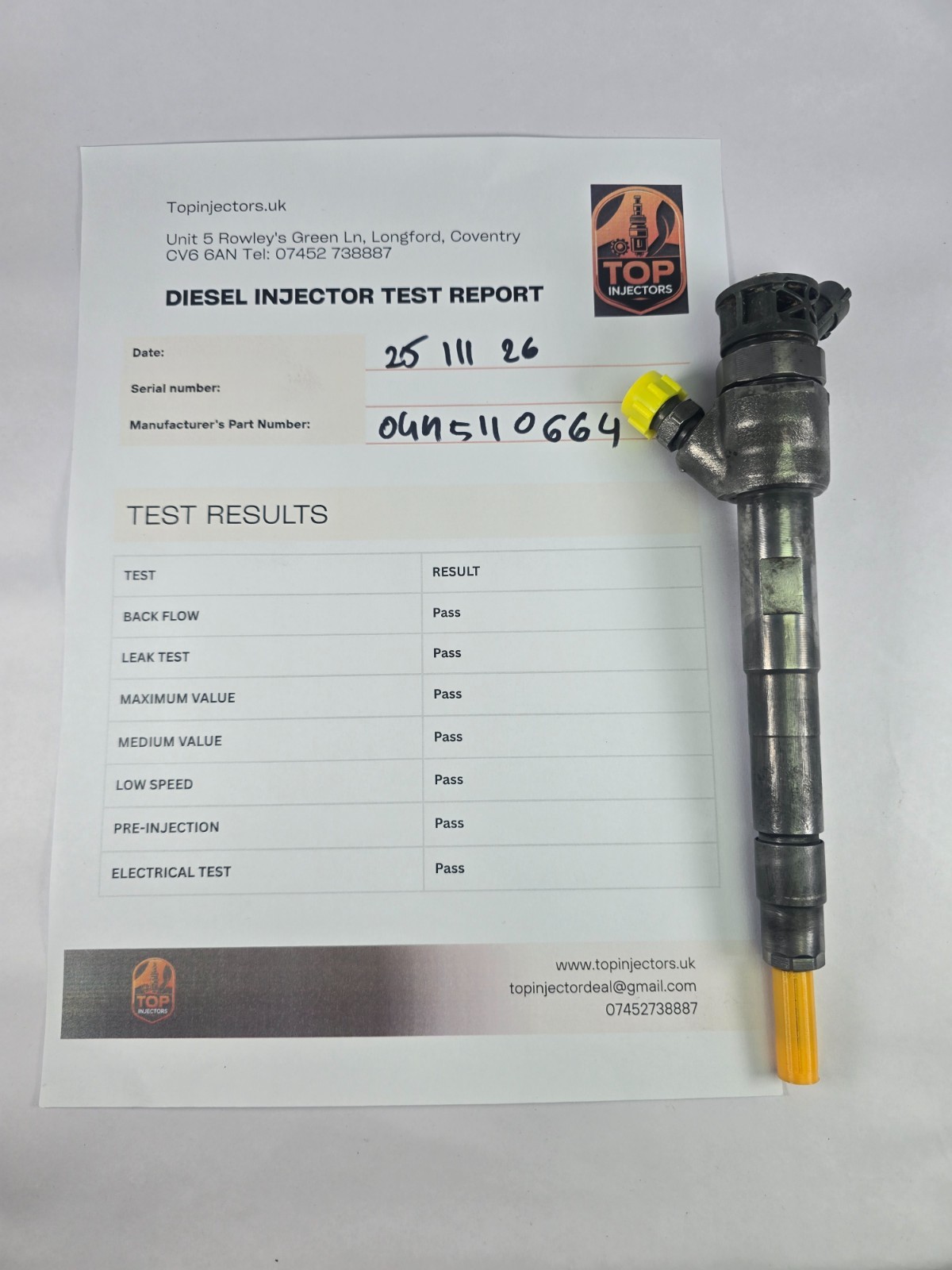 Bosch 0445110664 Diesel Injector Jaguar E-Pace Land Rover 2.0D USED TESTED