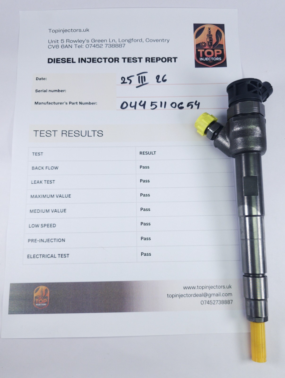 Bosch 0445110654 Diesel Injector Jaguar E-Pace Land Rover 2.0D USED TESTED