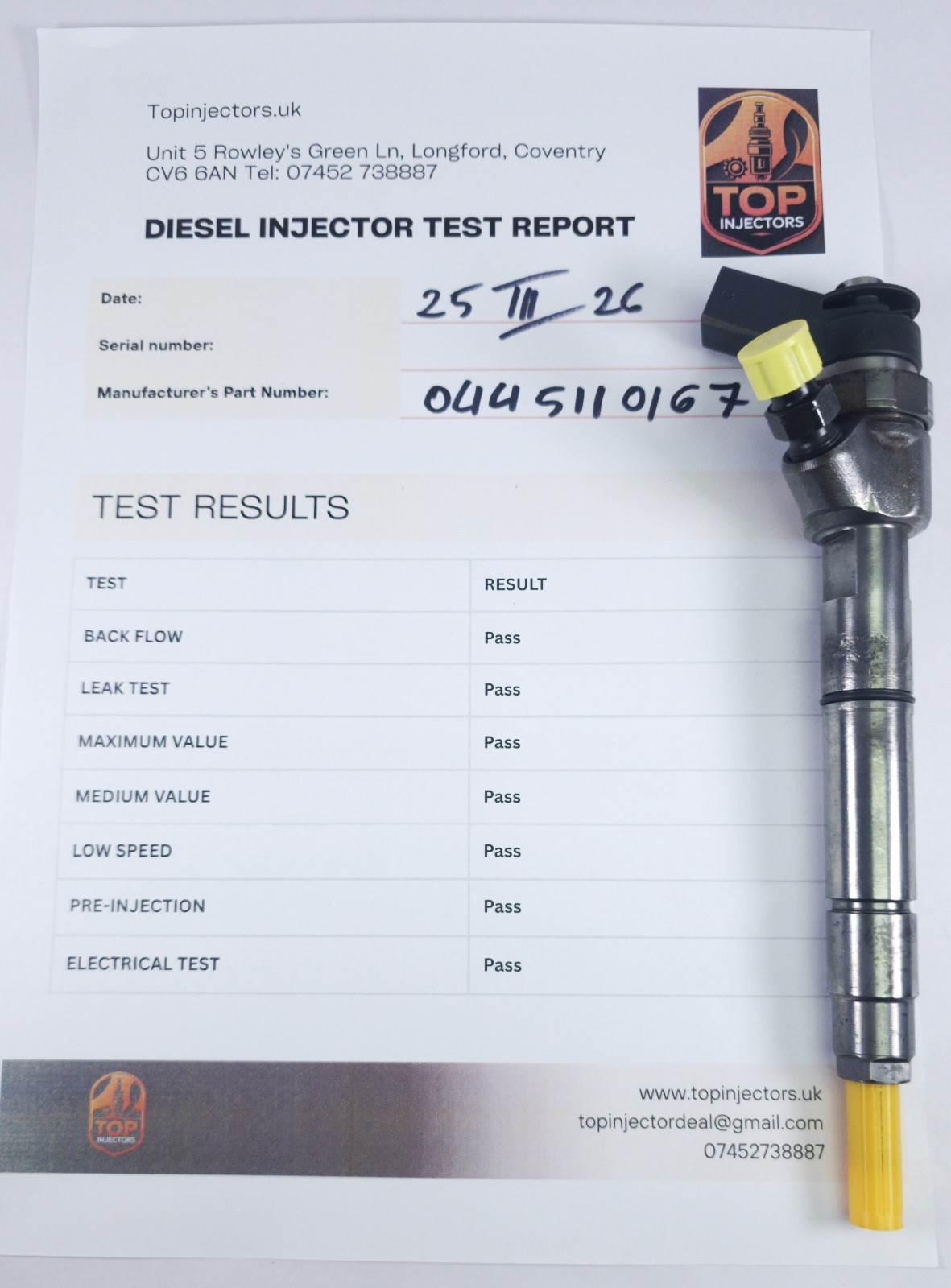 Bosch 0445110167 Diesel Injector Mercedes B-Class 1.5-2.0 CDI USED TESTED